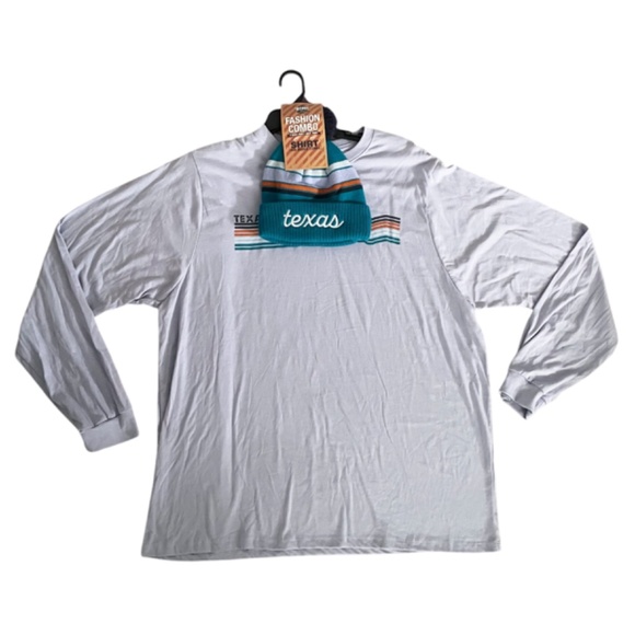Men’s Texas Logo Long Sleeves Tshirt and Beanie Set Size 2XL New with Tag - Picture 7 of 7